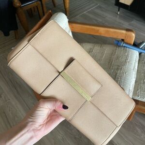 Calvin Klein Nude Clutch with Gold Accent and Chain